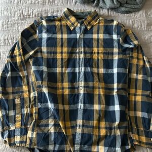 J. Crew Men's Blue and Yellow Plaid Shirt